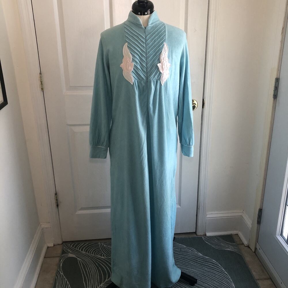 Vtg 70's Robe housecoat Long sleeve velour Moodsetter Sz Med Grandmacore retro